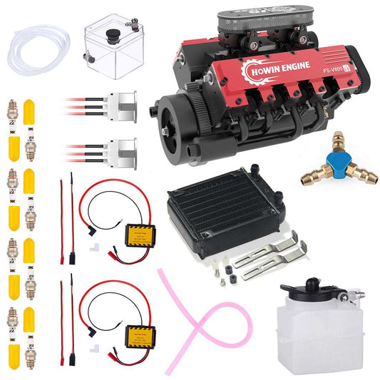 TOYAN & HOWIN V8 Engine FS-V800G 1/10 28cc Gasoline Engine with Distributor Starter Kit - Build Your Own V8 Engine - Firspet