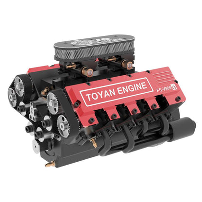 TOYAN & HOWIN V8 Engine FS-V800G 1/10 28cc Gasoline Engine with Starter Kit - Build Your Own V8 Engine - V8 Engine Model Kit That Works - Firspet