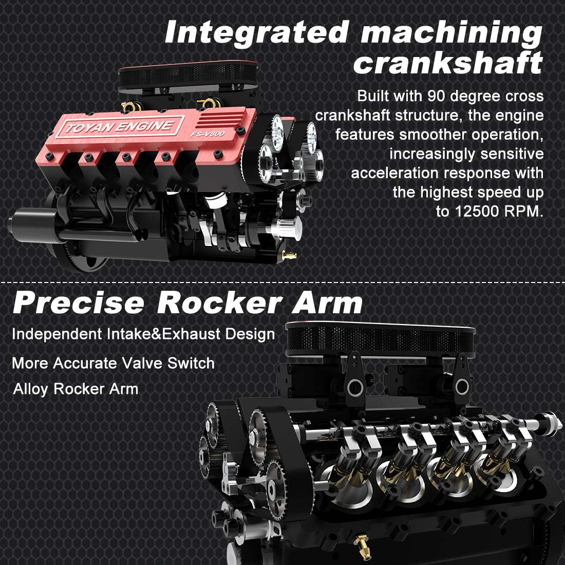 TOYAN V8 Engine FS-V800 28cc Engine Model Kit with Supercharger Accessories That Works - Firspet