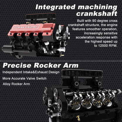 TOYAN V8 Engine FS-V800 28cc Engine Model Kit with Supercharger Accessories That Works - Firspet