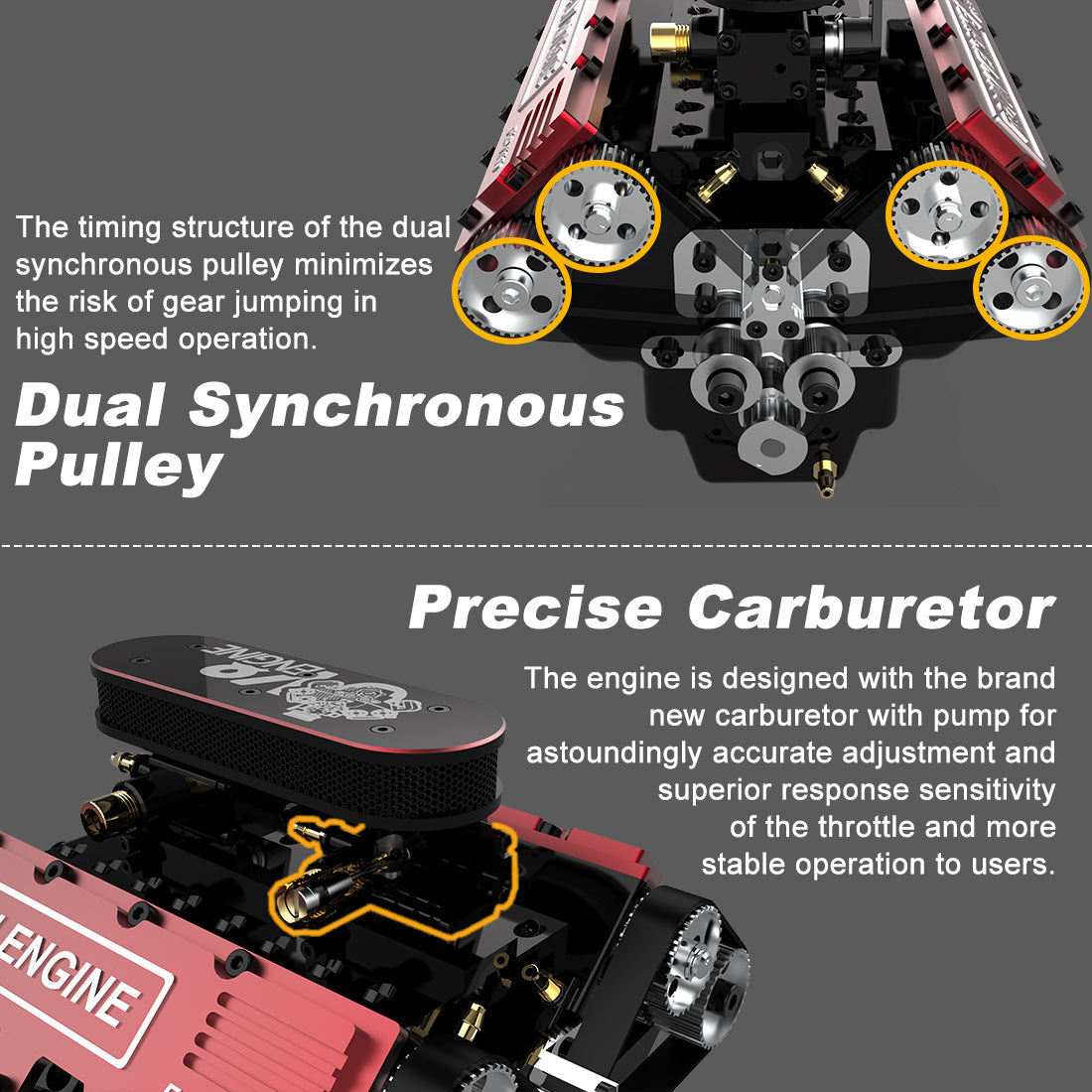 TOYAN V8 Engine FS-V800 28cc Nitro Engine - Build Your Own V8 Engine - V8 Engine Model Kit That Works - Firspet