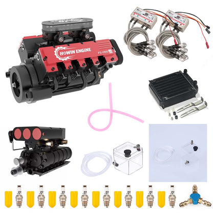 TOYAN V8 Engine FS-V800G 28cc Gasoline Engine Model Kit with Supercharger CDI Ignition Accessories That Works - Firspet