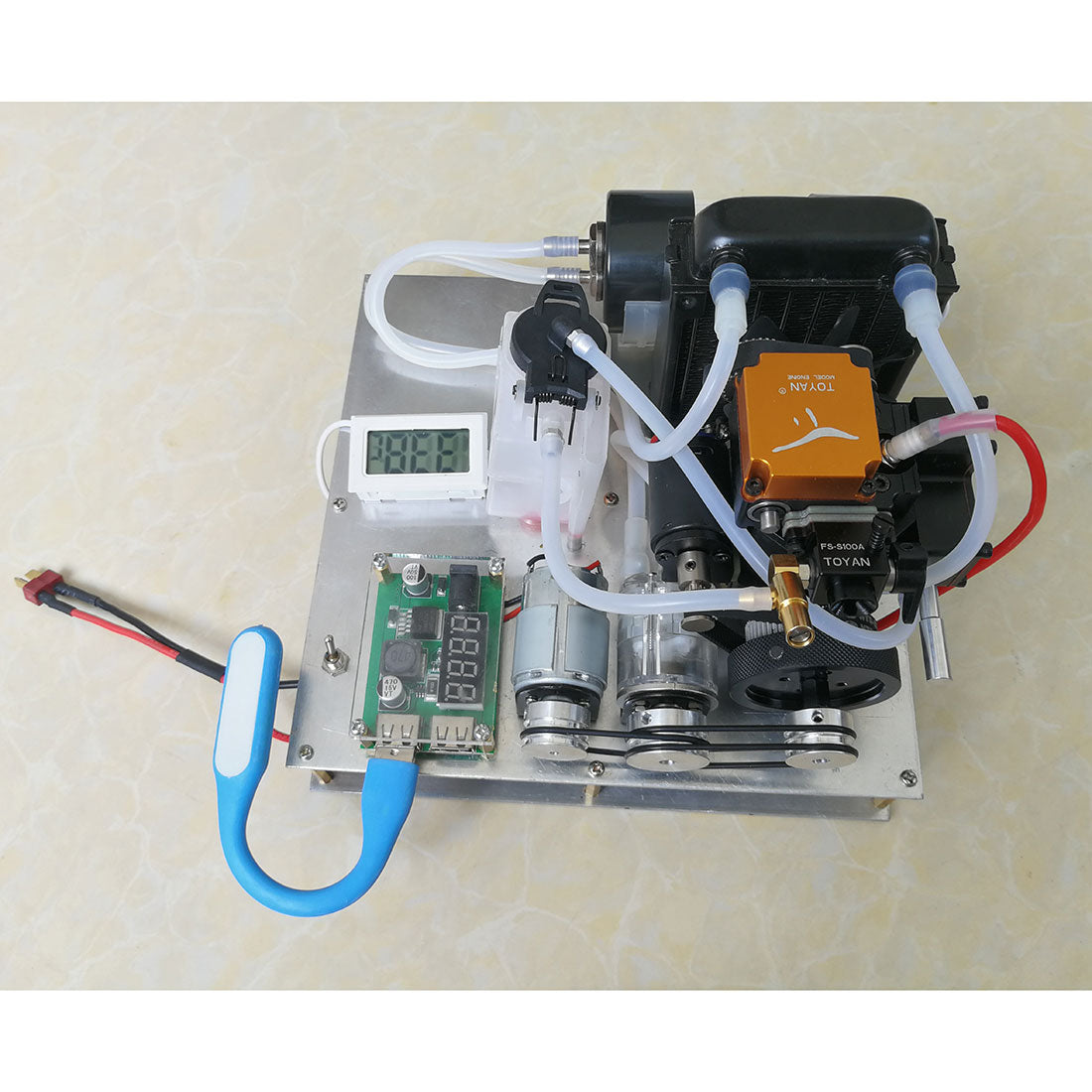 TOYAN Methanol / Gasoline General Engine Model DIY Micro Water-cooled Generator Set (with Water Pump / Radiator Water Tank / Thermometer) - Firspet