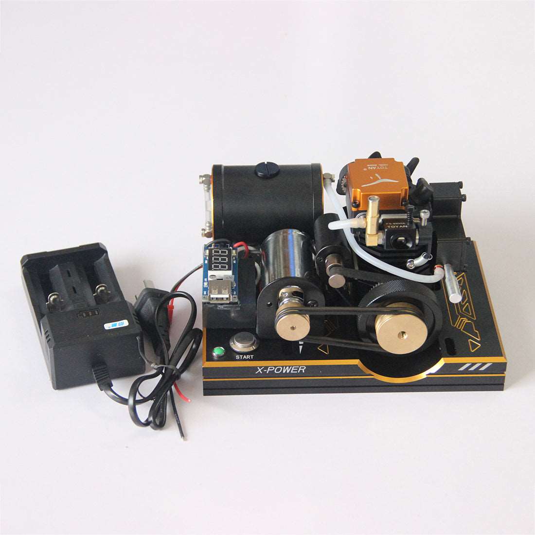 TOYAN 12V/5V Single-cylinder Four-stroke Modified Gasoline Engine Model with Digital Display