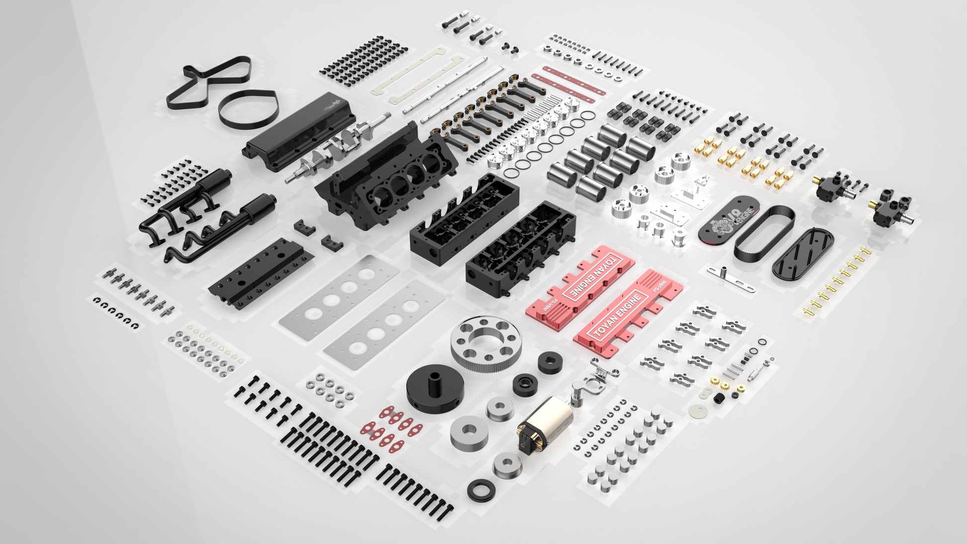 TOYAN V8 Engine FS-V800 28cc Nitro Engine - Build Your Own V8 Engine - V8 Engine Model Kit That Works - Firspet