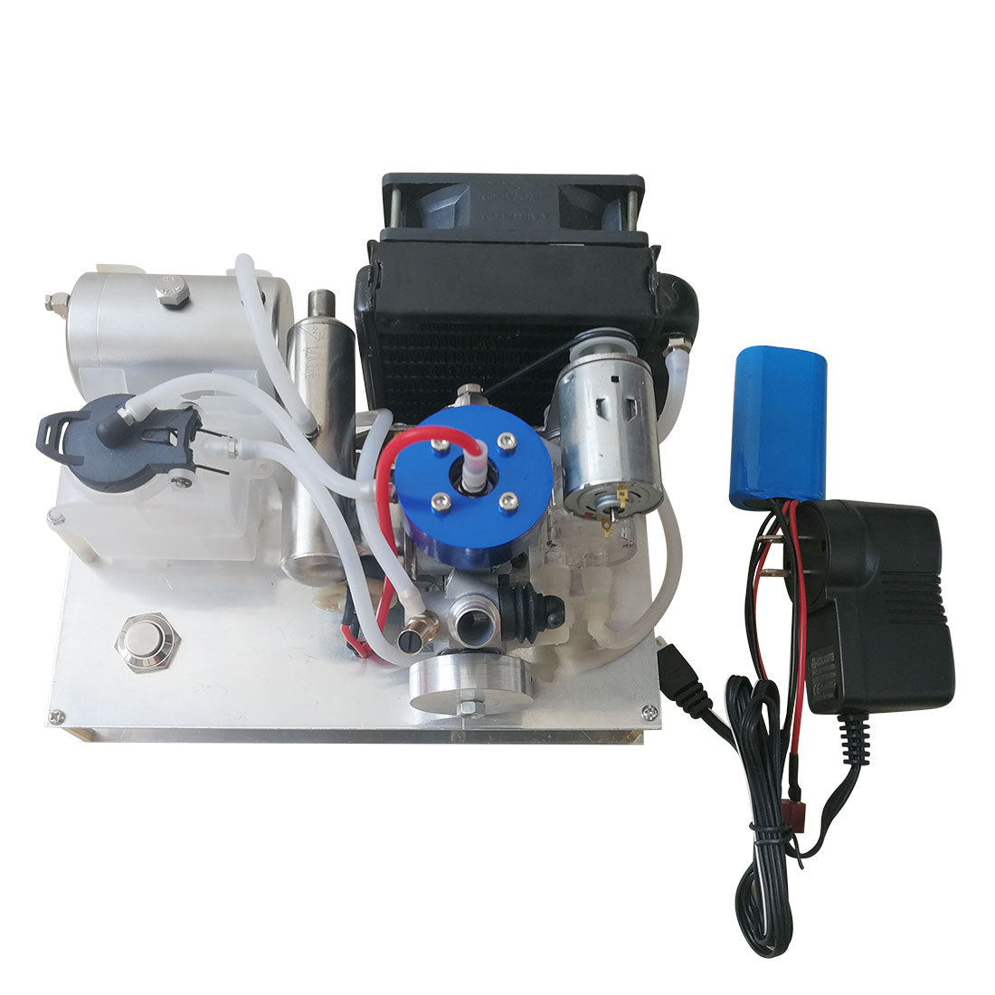 TOYAN Level 15 Modify Methanol Engine to Gasoline Engine Model DIY Micro 12V Generator Set with Water-cooled Radiator Device - Firspet