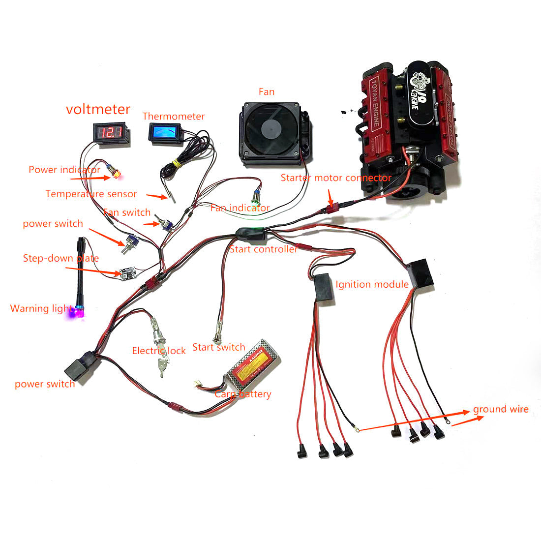 TOYAN FS-V800 V8 Engine With Starter Kit, Stand and Accessories - Firspet