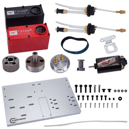 TOYAN RS-L200 Twin Rotor Wankel Rotary Engine Starter Kit with Base ESC Voltage Regulator Module and 2 Glow Plugs - Firspet