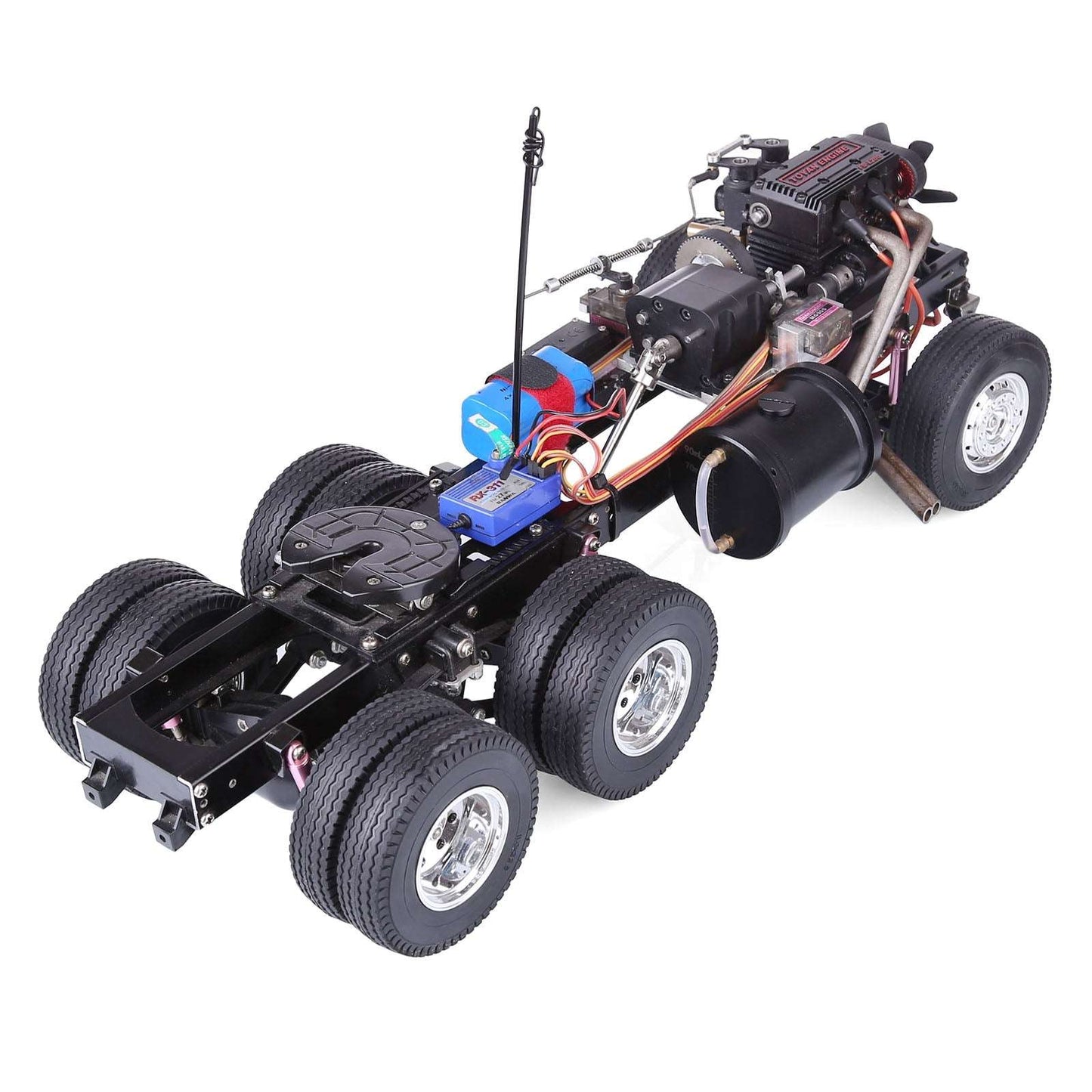 TOYAN FS-L200 Inline 2-cylinder 4-stroke Nitro Engine Modified Gas Powered RC Car - 1/14 6×4 3-axle Remote Control Tractor Vehicle Truck Frame DIY Assembly Kit