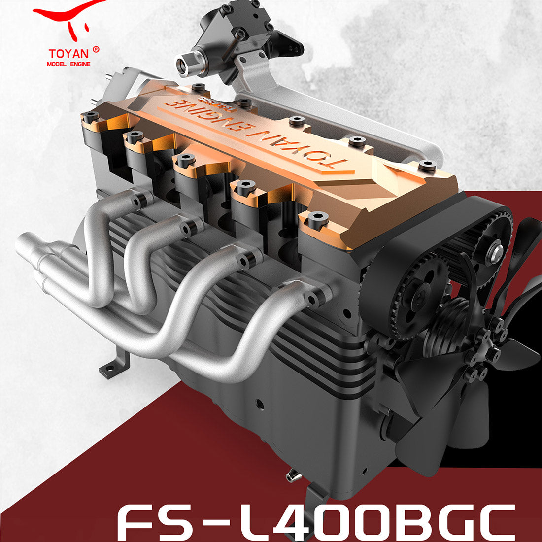 TOYAN FS-L400BGC 14CC Inline 4 Cylinder 4 Stroke OHC L4 Water-cooled Gasoline Engine Model for RC Model Car Ship Airplane - Firspet