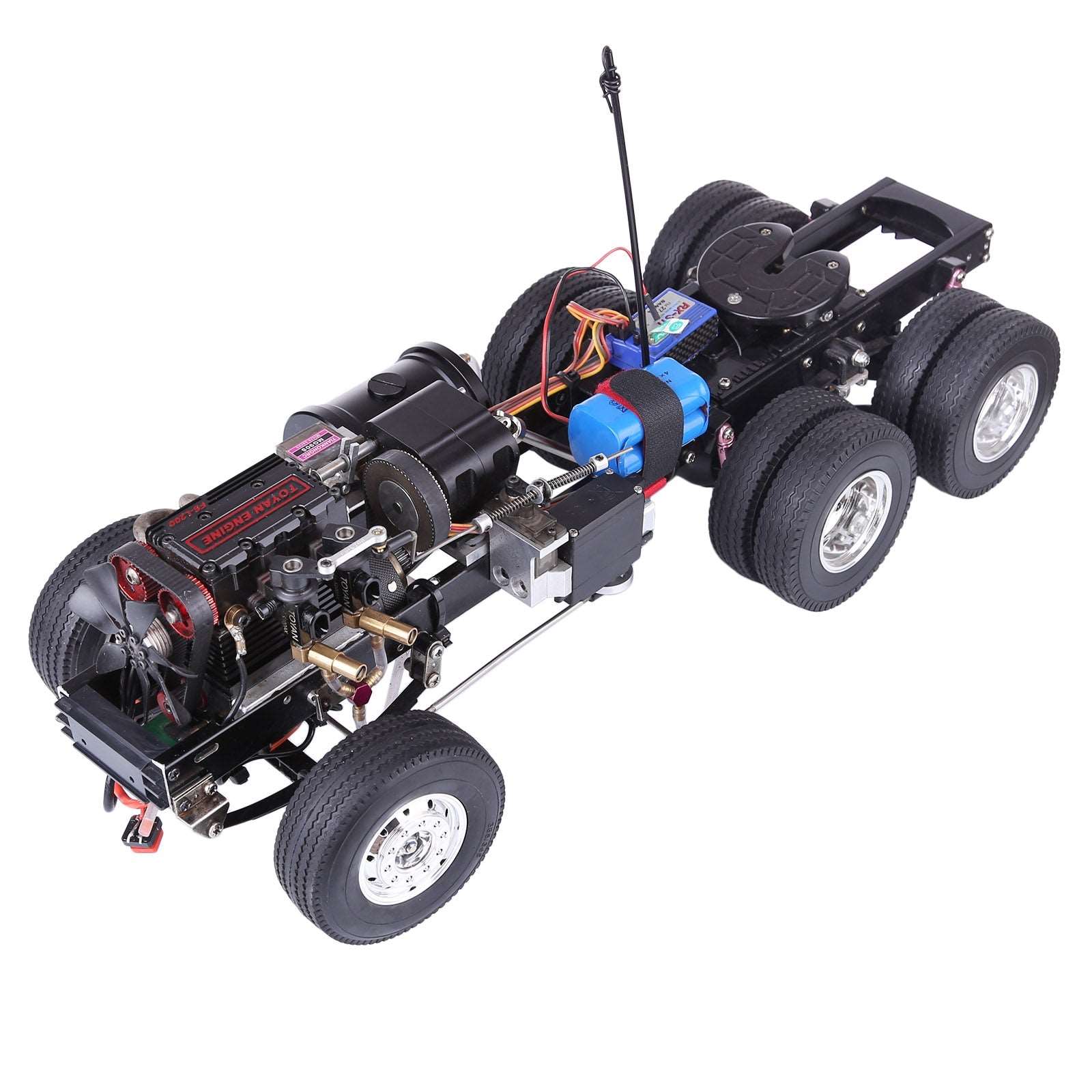 TOYAN FS-L200 Inline 2-cylinder 4-stroke Nitro Engine Modified Gas Powered RC Car - 1/14 6×4 3-axle Remote Control Tractor Vehicle Truck Frame DIY Assembly Kit