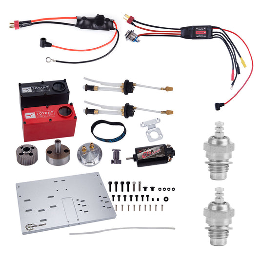 TOYAN RS-L200 Twin Rotor Wankel Rotary Engine Starter Kit with Base ESC Voltage Regulator Module and 2 Glow Plugs - Firspet