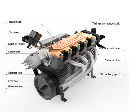 TOYAN FS-L400BGC 14CC Inline 4 Cylinder 4 Stroke OHC L4 Water-cooled Gasoline Engine Model for RC Model Car Ship Airplane - Firspet